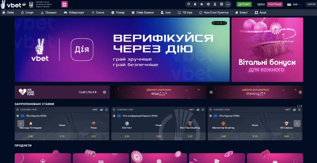 Vbet букмекерська компанія